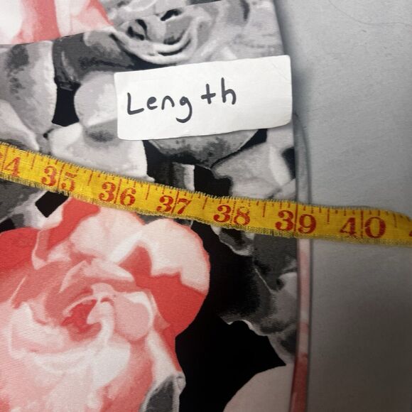 Alfani Floral Sleeveless Dress Women Size S Fit & Flare Peach Black Empire Waist - Picture 7 of 9